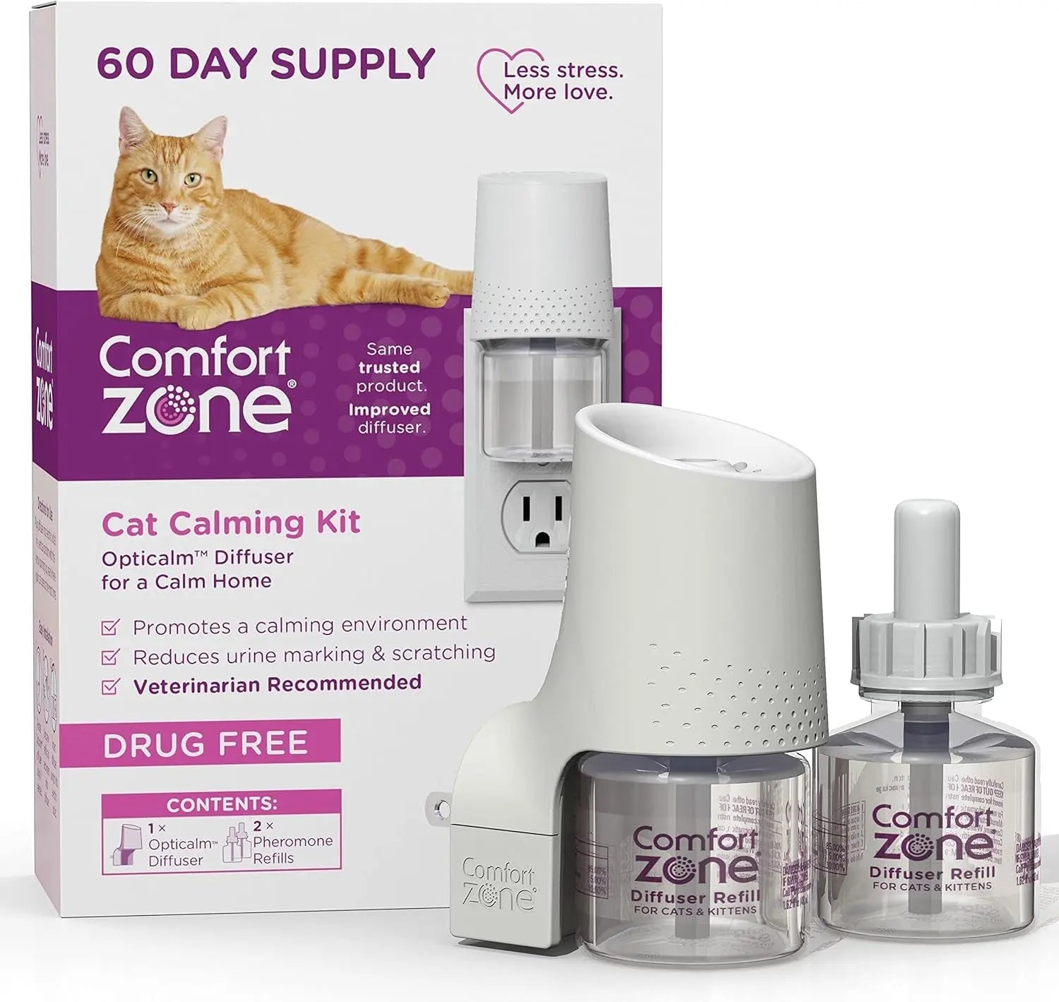Cat Calming Diffuser Value Kit – 3 Plug-Ins & 6 Refills for Anxiety Relief
