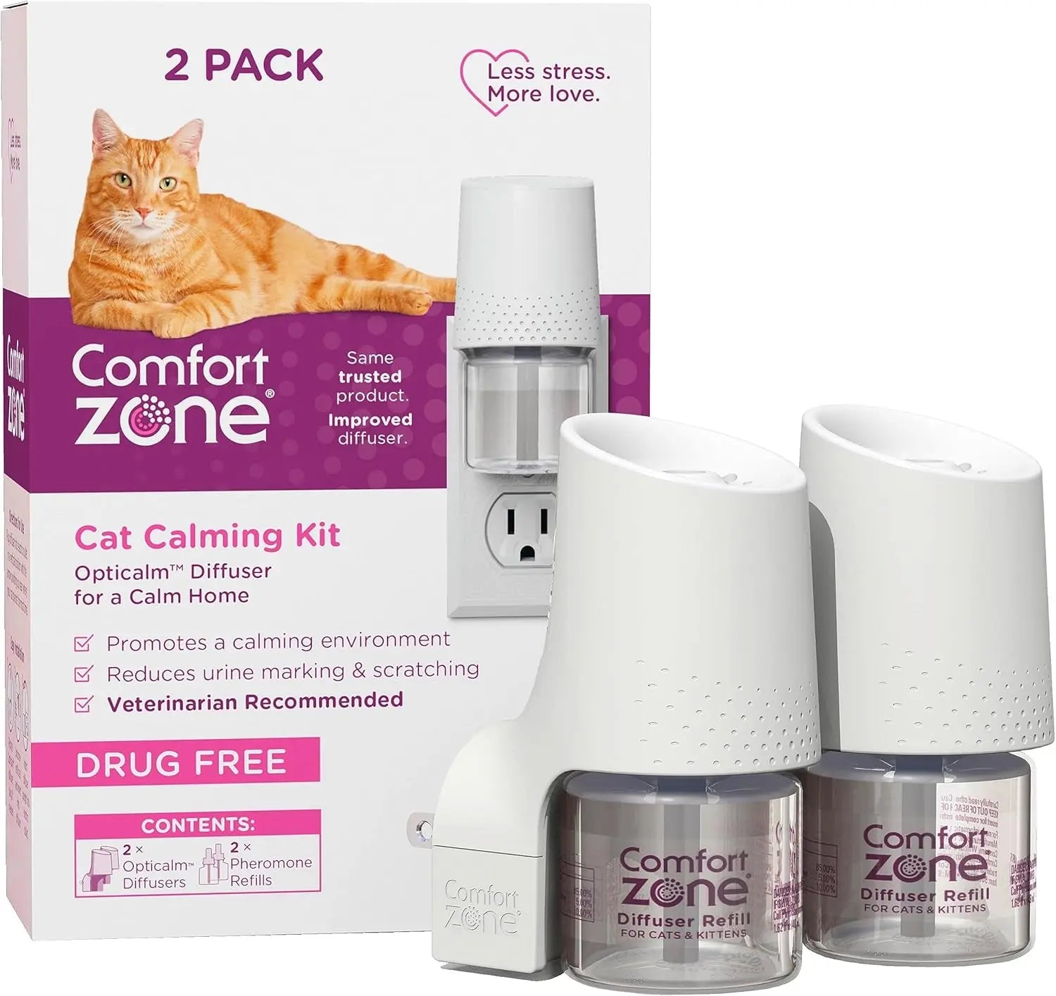 Cat Calming Diffuser Value Kit – 3 Plug-Ins & 6 Refills for Anxiety Relief