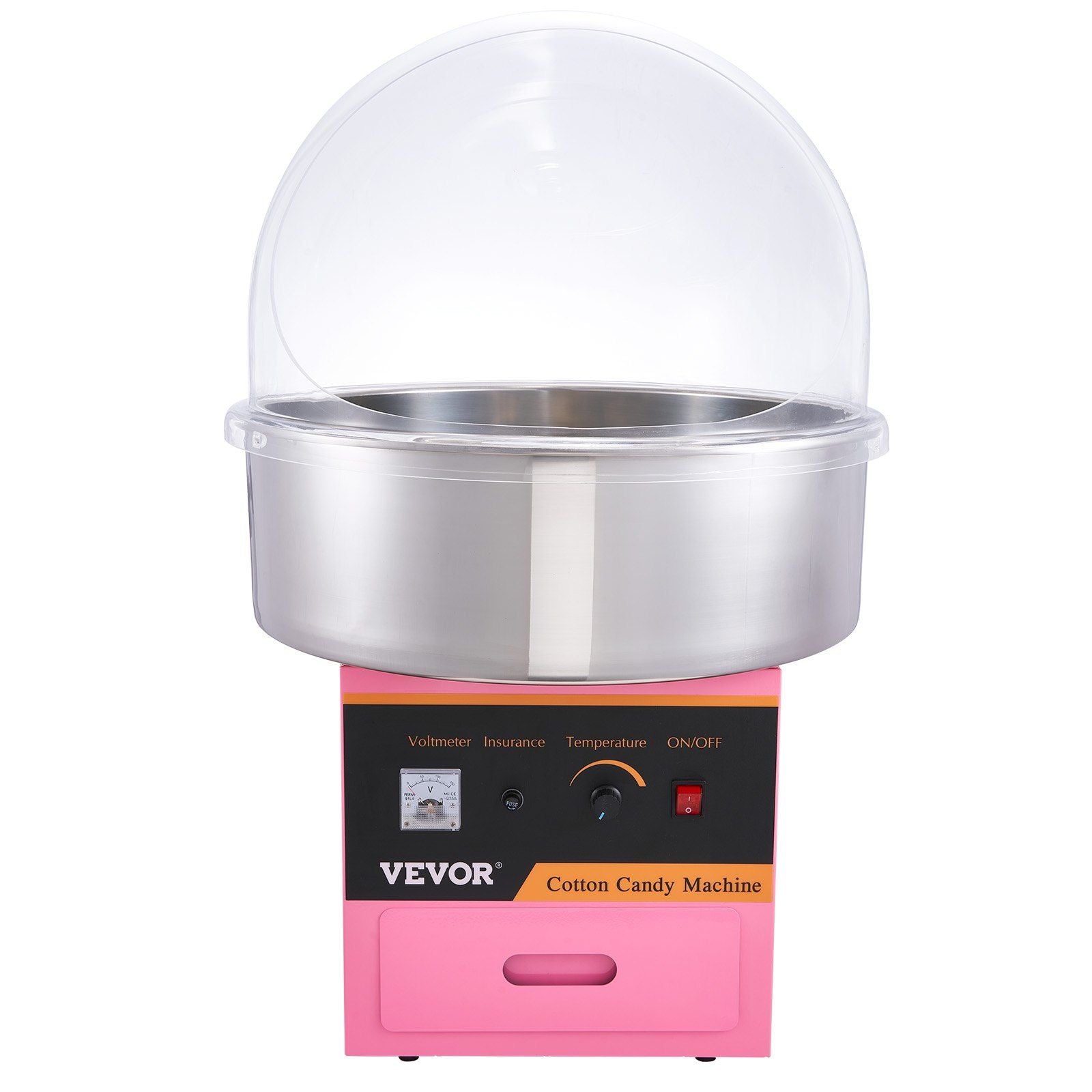 Electric Cotton Candy Machine, 1000W Candy Floss Maker, Commercial Cotton Candy Machine with Stainless Steel Bowl, Sugar Scoop, and Cover, Perfect for Home Kids Birthday, Family Party Pink