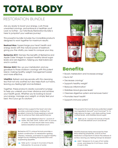 Drink2Drop Total Body Restore Kit - Heart Health, Detox, Energy, Reducing Cravings & Weight Loss - Includes a FREE Gift
